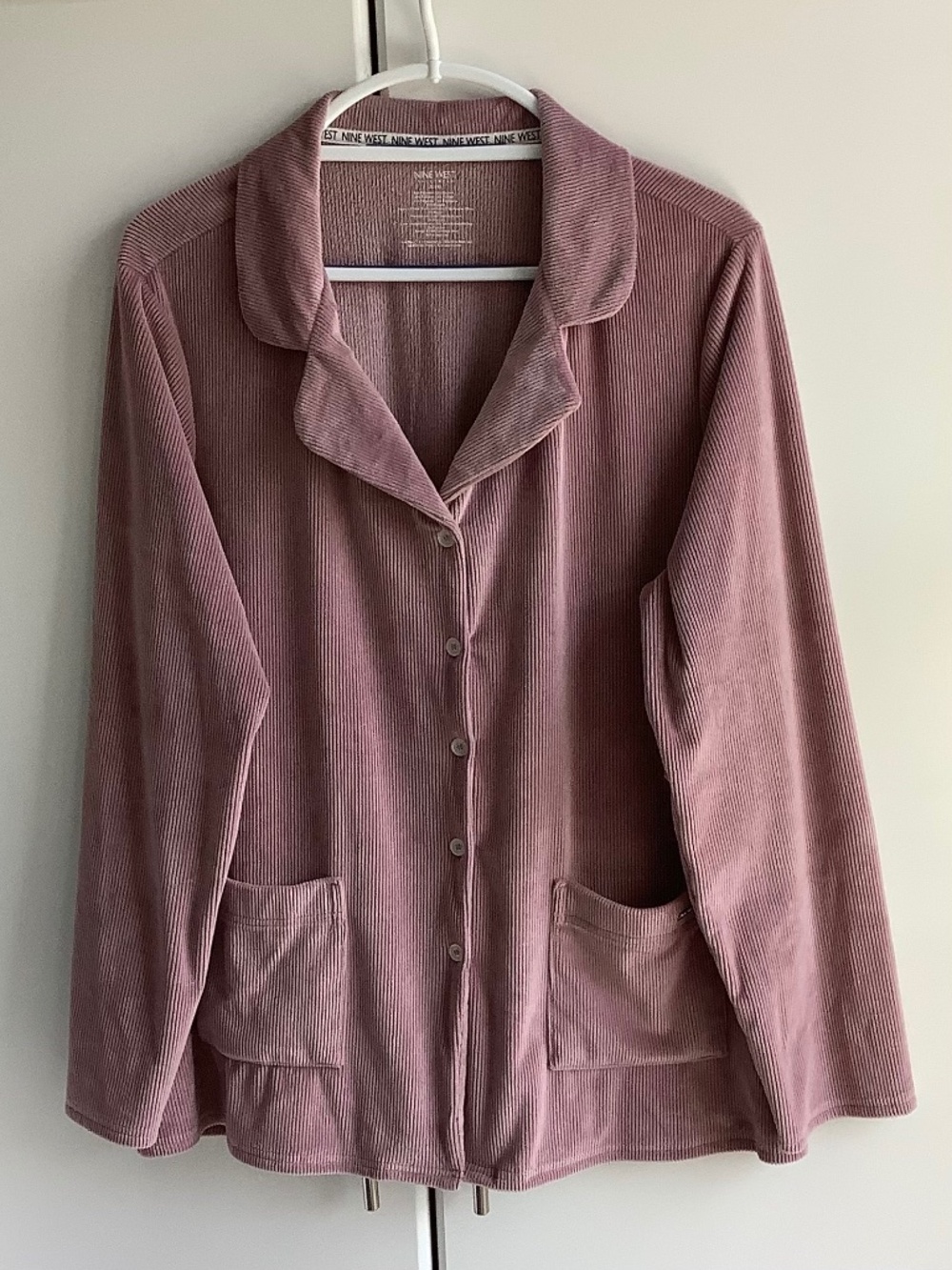 Nine West Sleepwear Ribbed Lounge Cardigan Dusty Pink XL/1XG